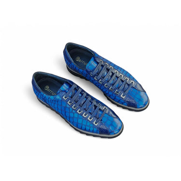 Crocodile Embossed Leather Sneaker in Blue