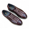 Crocodile Embossed Leather Sneaker in Brown #color_ Brown
