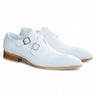 Carrucci Shoes Cross Straps Wholecut Oxford Shoe in White #color_ White