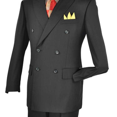 Vinci Black Regular Fit Double Breasted Suit - DC900-1