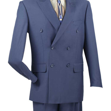 Vinci Blue Regular Fit Double Breasted Suit - DC900-1