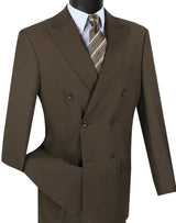 Vinci Double Breasted Regular Fit Suit in Brown - DC900-1