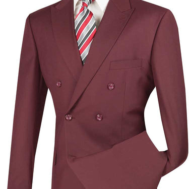 Vinci Burgundy Regular Fit Double Breasted Suit - DC900-1