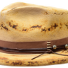 Bruno Capelo Detroit Distressed Wide Brim Wool Fedora in Tan Dark Brown #color_ Tan Dark Brown