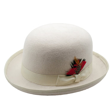 Ferrecci Wool Bowler Hat in Off and White