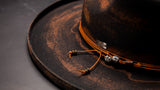 DapperFam Brownstone Distressed Wide Brim Wool Fedora