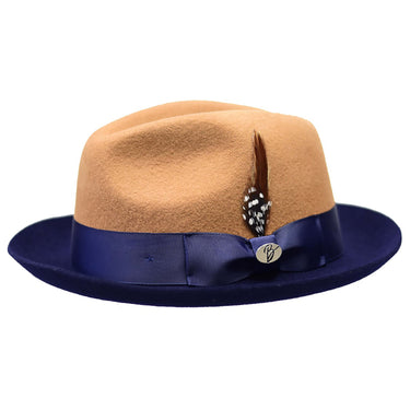 Bently Damien 2-Tone Wool Trilby in Camel Navy Blue