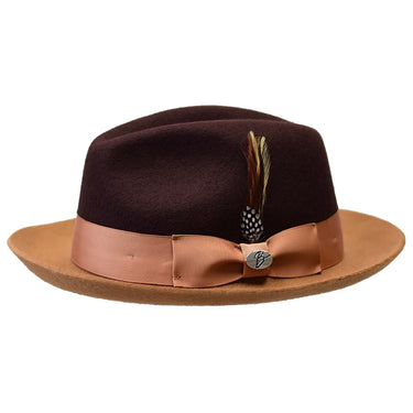 Bently Damien 2-Tone Wool Trilby in Dark Brown Camel