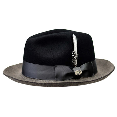 Bently Damien 2-Tone Wool Trilby in Black Charcoal Grey