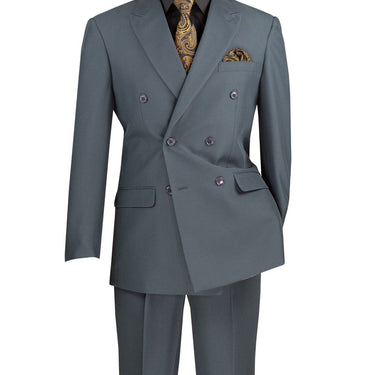 Vinci Charcoal Regular Fit Double Breasted Suit - DPP