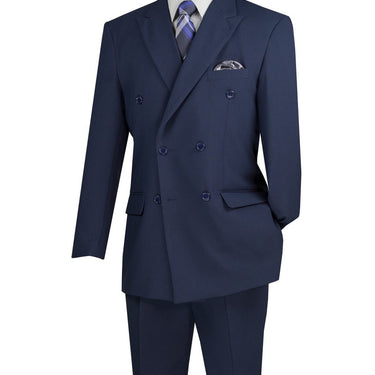Vinci Navy Regular Fit Double Breasted Suit - DPP