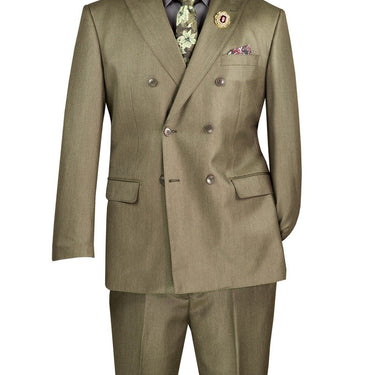 Vinci Dusty Green Regular Fit Double Breasted Suit - DRK-5