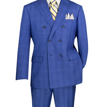Vinci Blue Regular Fit Double Breasted Suit - DRW-1