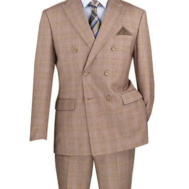 Vinci Tan Regular Fit Double Breasted Suit - DRW-1