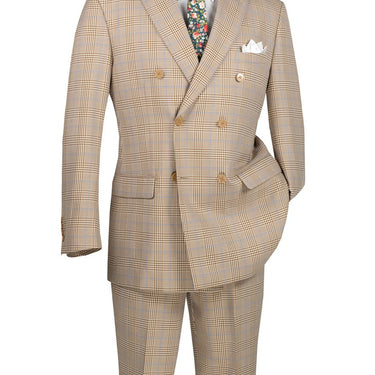Vinci Beige Regular Fit Double Breasted Suit - DRW-2