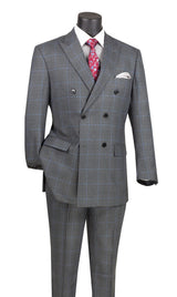 Vinci Double Breasted Regular Fit Suit in Charcoal - F-DRW2