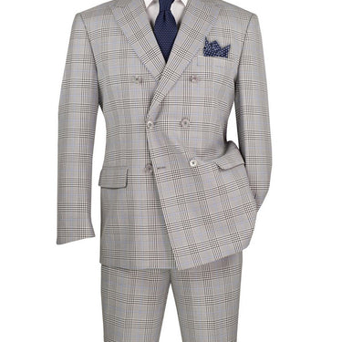 Vinci Gray Regular Fit Double Breasted Suit - F-DRW2