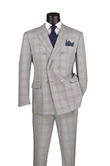 Vinci Double Breasted Regular Fit Suit in Gray - F-DRW2