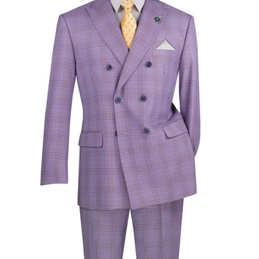 Vinci Light Purple Regular Fit Double Breasted Suit - DRW-2