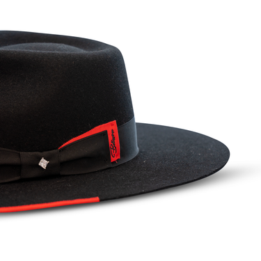 Bellissimo Stud in Black and Red Fur Felt Fedora