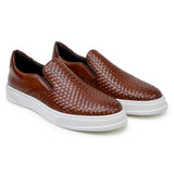 Belvedere Fernando in Antique Tan Men's Woven Leather Slip-On Sneaker