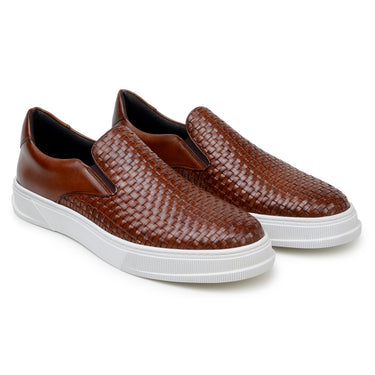 Belvedere Fernando in Antique Tan Men's Woven Leather Slip-On Sneaker