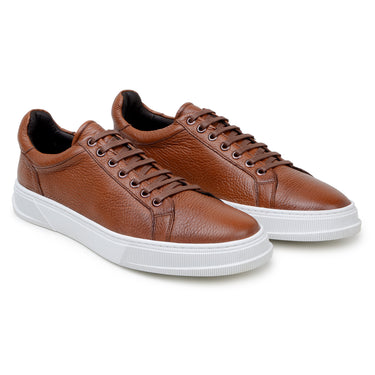 Belvedere Matteo in Antique Tan Pebbled Leather Low-Top Sneaker