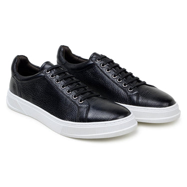 Belvedere Matteo in Black Pebbled Leather Low-Top Sneaker