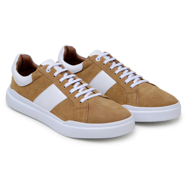 Belvedere Olivier in Tan / White Men's Low-Top Suede Sneaker