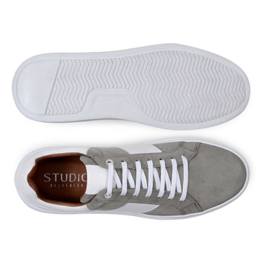 Belvedere Olivier in Pewter / White Men's Low-Top Suede Sneaker