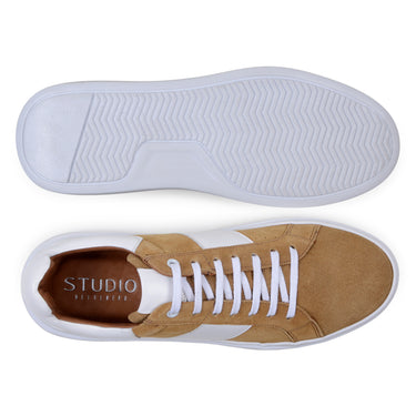 Belvedere Olivier in Tan / White Men's Low-Top Suede Sneaker