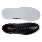 Belvedere Matteo in Black Pebbled Leather Low-Top Sneaker