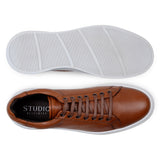 Belvedere Matteo in Antique Tan Pebbled Leather Low-Top Sneaker
