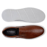 Belvedere Fernando in Antique Tan Men's Woven Leather Slip-On Sneaker