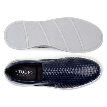 Belvedere Fernando in Navy Men's Woven Leather Slip-On Sneaker