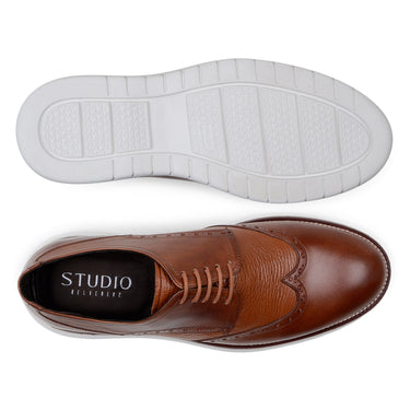 Belvedere Enzo in Antique Tan Men's Leather Wingtip Hybrid Oxfords