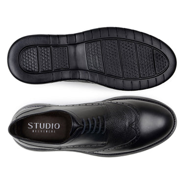 Belvedere Enzo in Black Men's Leather Wingtip Hybrid Oxfords