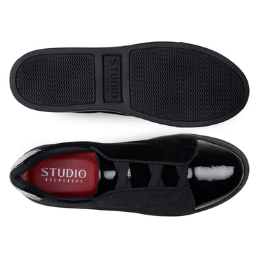 Belvedere Silvano in Black Men's Velvet and Patent Low-Top Sneaker