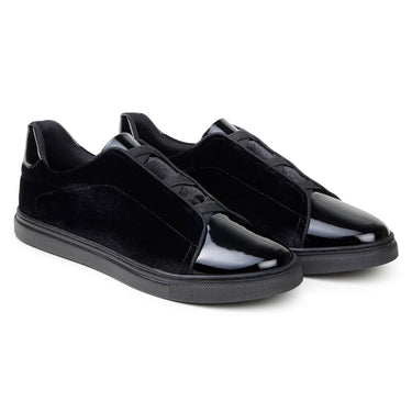 Belvedere Silvano in Black Men's Velvet and Patent Low-Top Sneaker