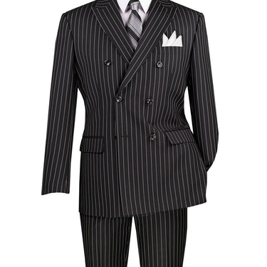 Vinci Black Regular Fit Double Breasted Suit - F-DSS
