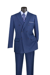 Vinci Double Breasted Regular Fit Suit in Blue - F-DSS