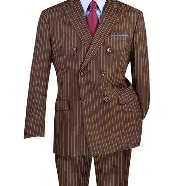 Vinci Brown Regular Fit Double Breasted Suit - F-DSS