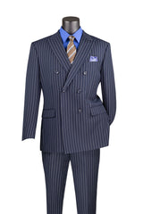 Vinci Double Breasted Regular Fit Suit in Navy - DSS-4