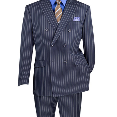 Vinci Navy Regular Fit Double Breasted Suit - F-DSS