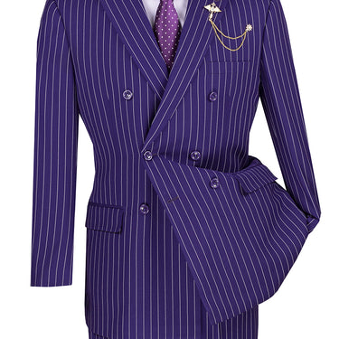 Vinci Purple Regular Fit Double Breasted Suit - F-DSS