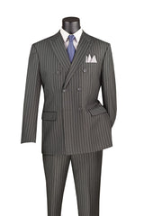 Vinci Double Breasted Regular Fit Suit in Charcoal - DSS-4