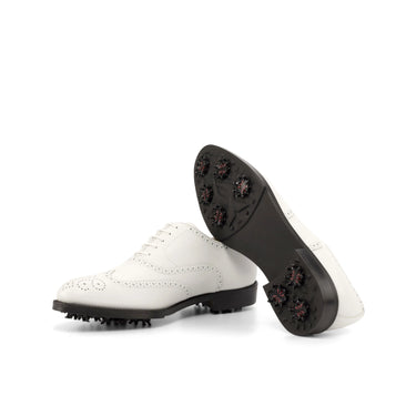 DapperFam Aeron Golf in White Men's Italian Leather Full Brogue in