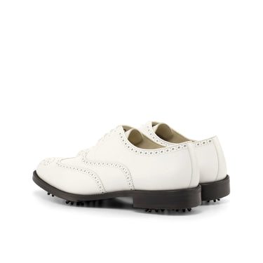 DapperFam Aeron Golf in White Men's Italian Leather Full Brogue in #color_