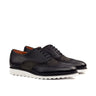 DapperFam Aeron in Black / Grey Men's Lux Suede & Italian Full Grain Leather Full Brogue in Black / Grey