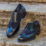 DapperFam Aeron in Black / Navy Men's Italian Leather & Lux Suede Full Brogue in Black / Navy